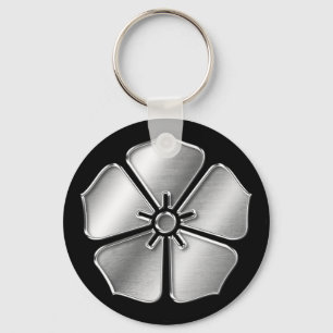 Llavero Akechi Clan Kamon Silver Chrome