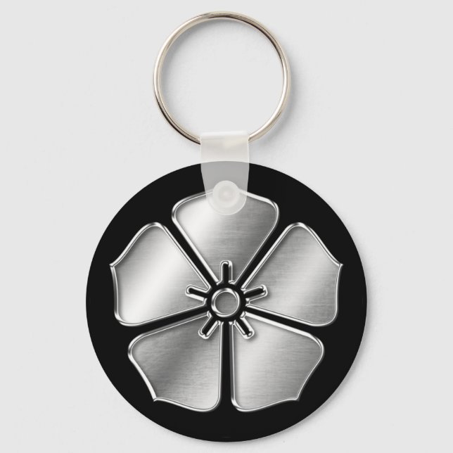 Llavero Akechi Clan Kamon Silver Chrome (Anverso)