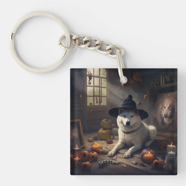 Llavero Akita Calabazas de Halloween Da Miedo (Frente)