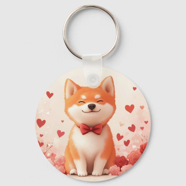 Llavero Akita con Rosas - Día de San Valentín  (Anverso)