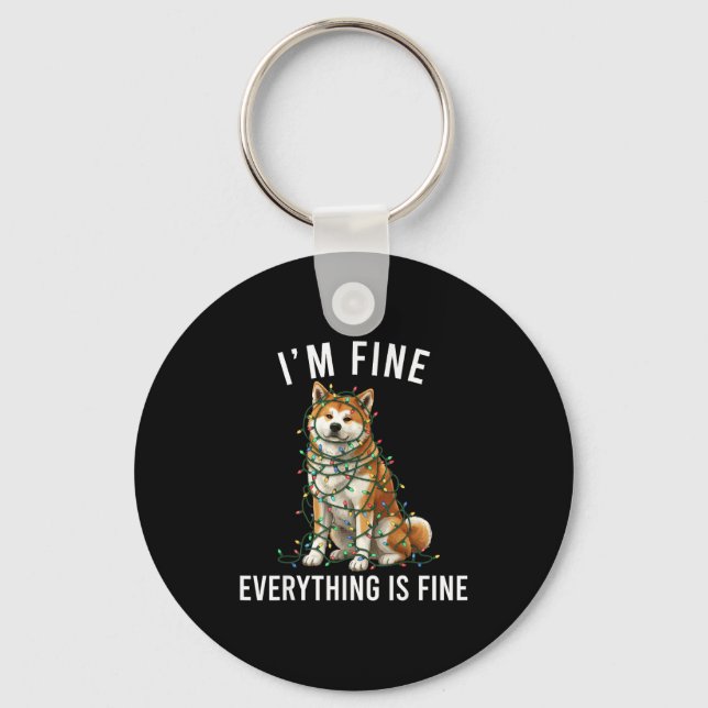 Llavero Akita Inu Christmas I'm Fine Everything Is Fine  (Anverso)