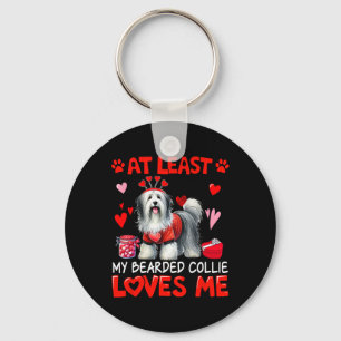 Llavero Al menos mi Bearded Collie me ama en San Valentín