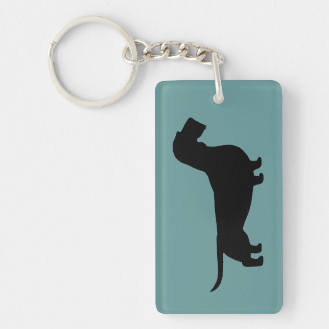 Llavero Alambre Haired Dachshund Silhouette (Frente)