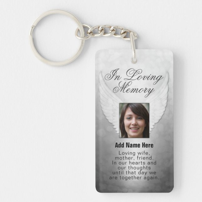Llavero Alas Ángel conmemorativas de plata personalizadas  (Frente)