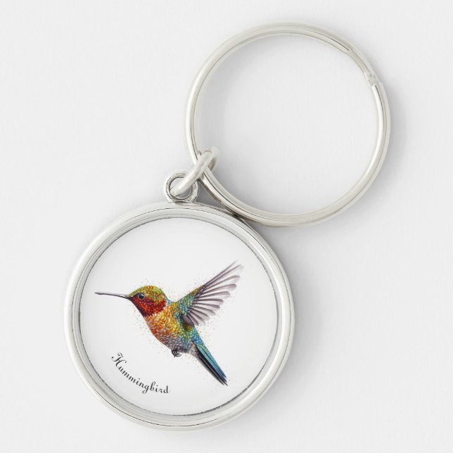 Llavero Alas arcoiris: Vibrante Hummingbird Art, personali (Frente)
