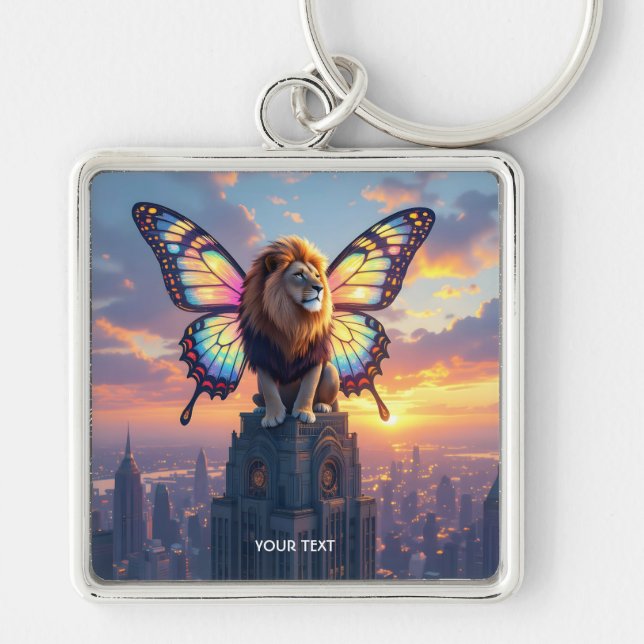 Llavero Alas de mariposa de león de fantasía lindo (Frente)