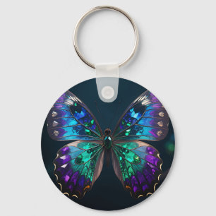 Llavero Alas de Mariposa Enjoyada Azul Purpura Irisado