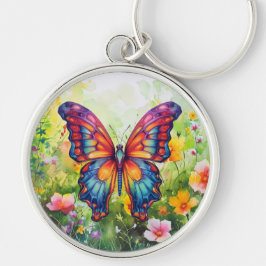 Llavero Alas Naranjas azules de mariposa