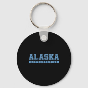 Llavero Alaska Snowboarding Sky Blue Vintage Textos