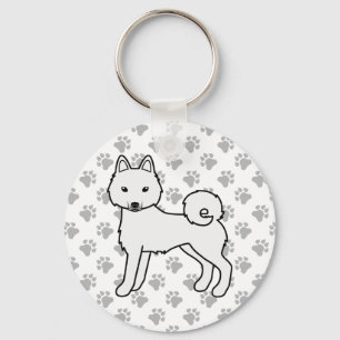 Llavero Alaskan Klee Kai Blanco Perro y Patitas Lindas