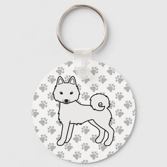 Llavero Alaskan Klee Kai Blanco Perro y Patitas Lindas (Anverso)
