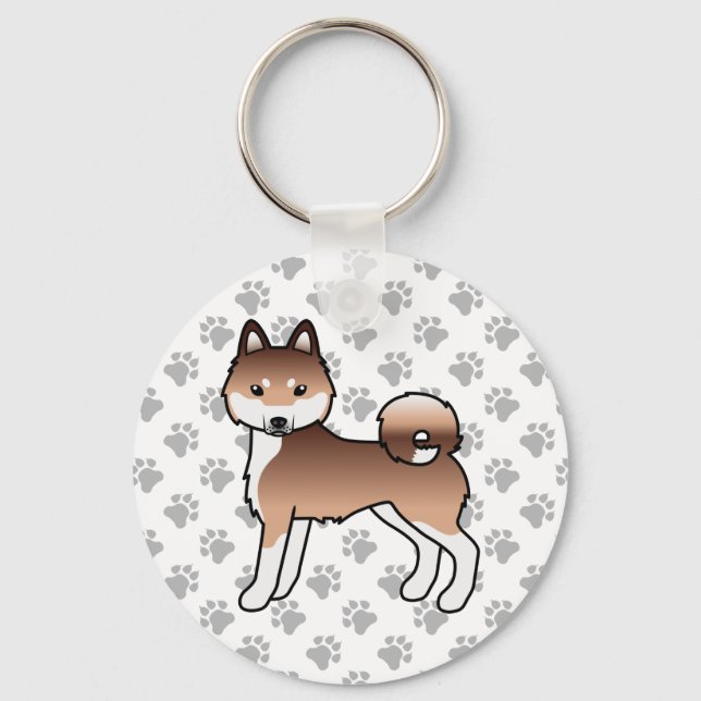 Llavero Alaskan Klee Kai Rojo Y Blanco Perro Lindo & Patas (Anverso)