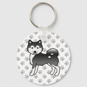 Llavero Alaskan Malamute blanco y negro perro lindo y pata