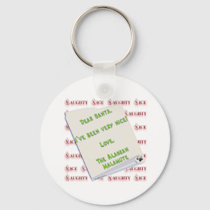 Llavero Alaskan Malamute Naughty o Nice Keychain