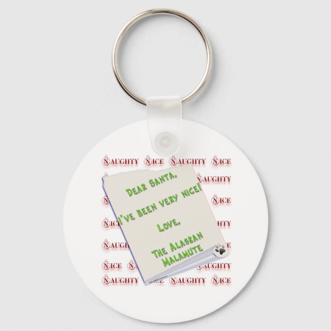 Llavero Alaskan Malamute Naughty o Nice Keychain (Anverso)