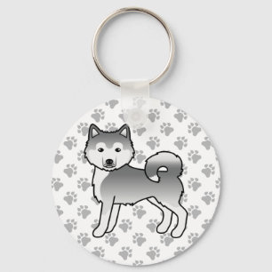 Llavero Alaskan Malamute plateado Perro de dibujos animado