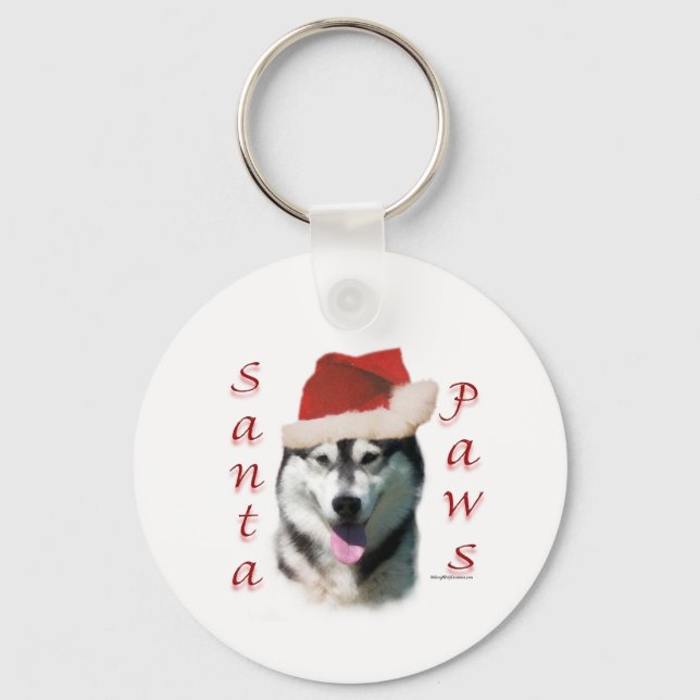 Llavero Alaskan Malamute Santa Paws (Anverso)