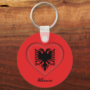 Llavero Albania y Corazón, Bandera Albanesa de la moda / d