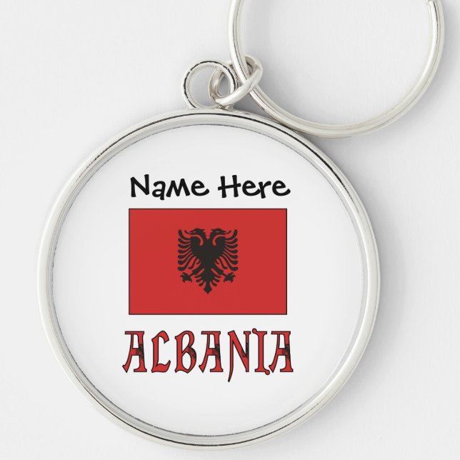 Llavero Albania y la bandera albanesa con tu nombre (Frente)