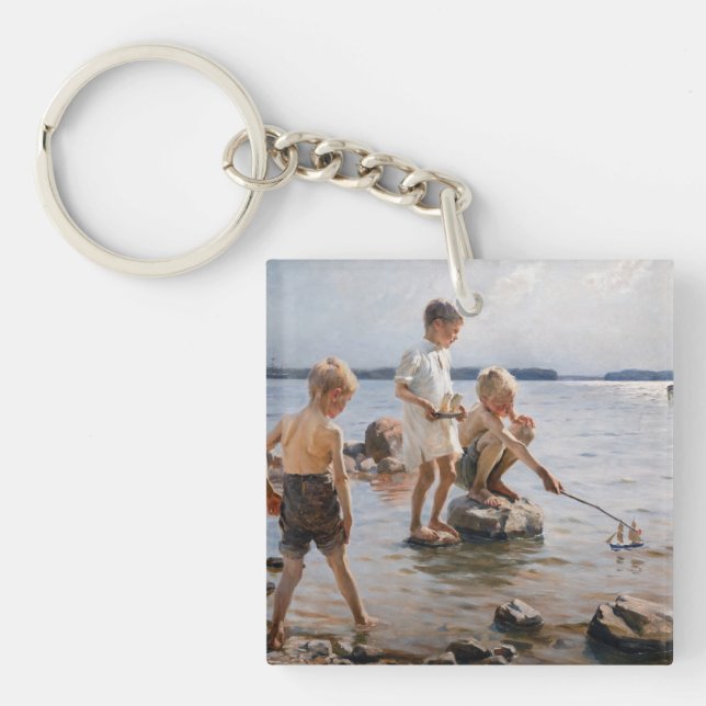 Llavero Albert Edelfelt - Niños jugando en la costa (Frente)