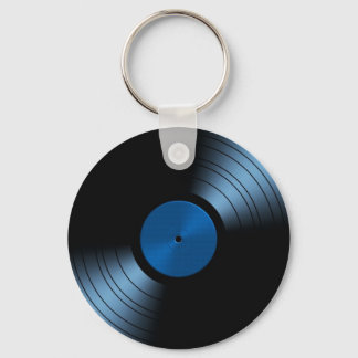 Llavero Álbum de registro de vinilo retro en azul