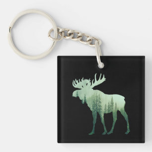 Llavero Alces Ciervos Y Bosque Naturaleza