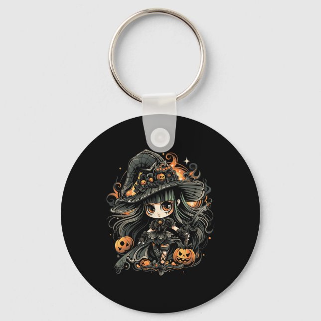 Llavero Alegre arte de brujas de Halloween (Anverso)