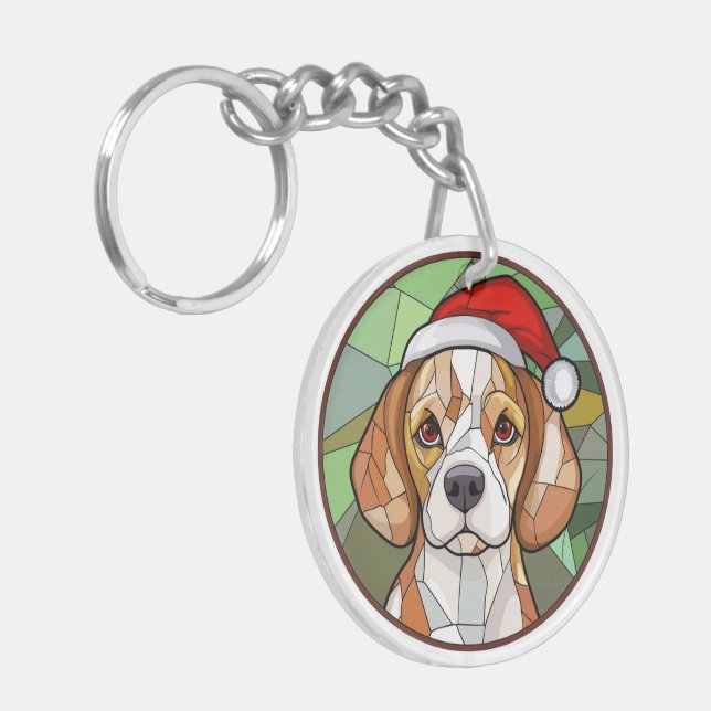 Llavero Alegre canino encantador: Navidades con temática b (Frente Izquierda)