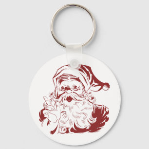 Llavero Alegre Papá Noel de Rojo Divertido Retro Feliz Nav