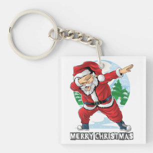 Llavero Alegre Santa haciendo dabbing Año Nuevo y alegría 