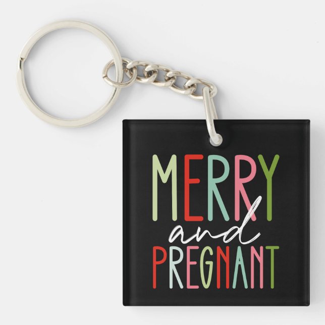 Llavero Alegre y Embarazada Embarazo Navidad Mamá (Frente)