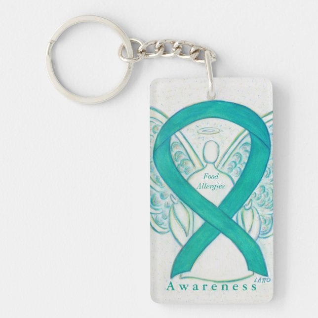 Llavero Alergias alimentarias Angel Awareness Ribbon Keych (Frente)