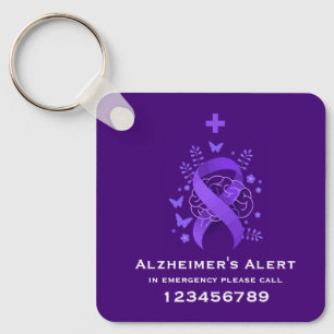 Llavero Alerta de Enfermedad de Alzheimer Morada