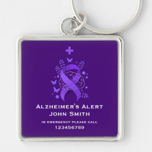 Llavero Alerta de Enfermedad de Alzheimer Morado