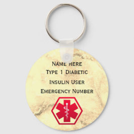 Llavero Alerta Diabética Médica Personalizada Tipo 1 ó 2
