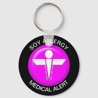 Llavero Alerta médica alérgica de soja rosa