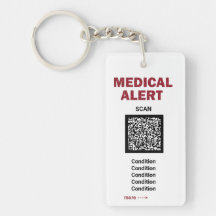 *~* Alerta médica AP38 QR PHOTO Cadena de claves d
