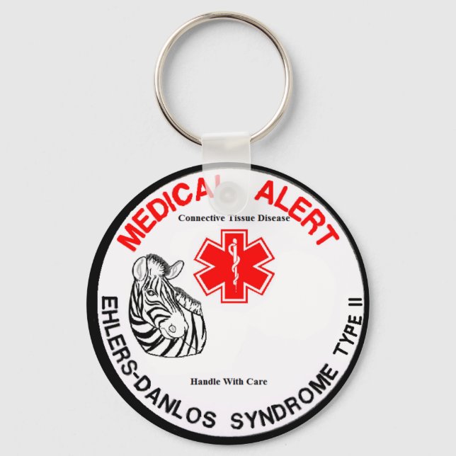 Llavero Alerta médica EDS Tipo 2 con Keychain de Zebra (Anverso)