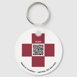 Llavero *~* Alerta médica roja ICE QR AP38 Cruz