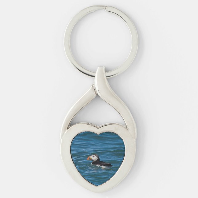 Llavero Aleta en el mar imitación de lienzo impresión acrí (Anverso)