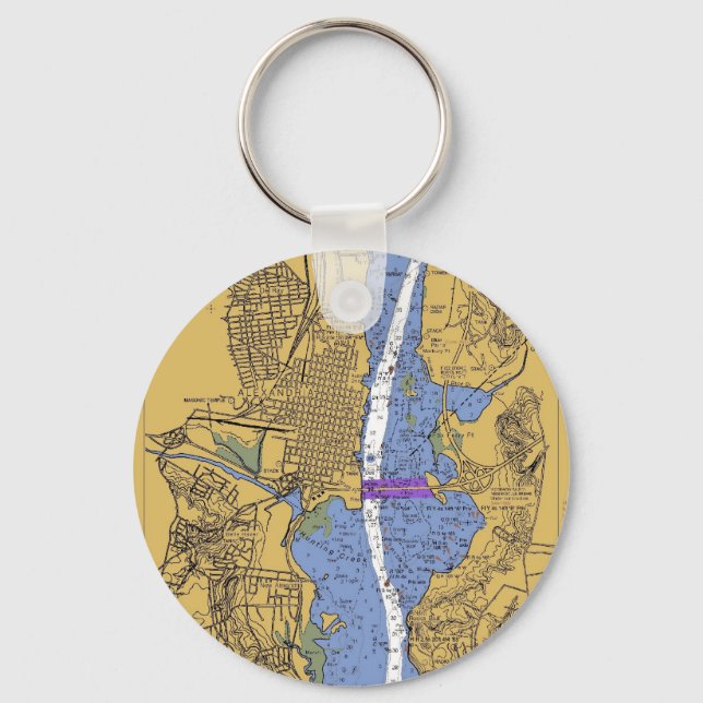 Llavero Alexandria VA Nautical Harbour Chart Keycha (Anverso)