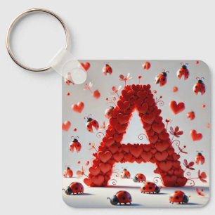 Llavero Alfabeto creativo letra A con formas de corazón