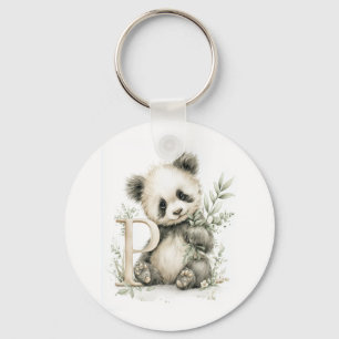 Llavero Alfabeto de animales bebés en acuarela linda Panda