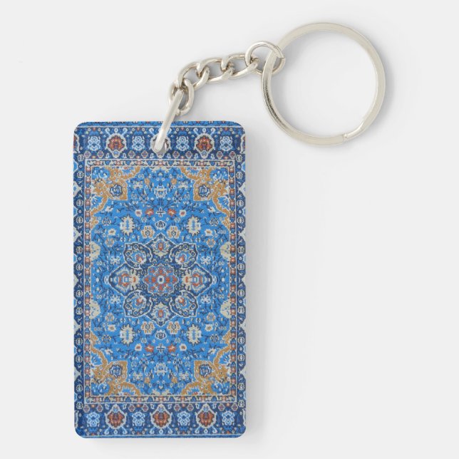 Llavero Alfombra persa oriental azul turca antigua (Atrás)