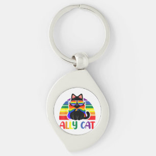 Llavero Aliado LGBT Gato Sé Amable Arcoíris Divertido Band