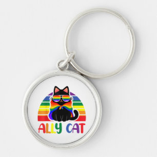Llavero Aliado LGBT Gato Sé Amable Arcoíris Divertido Band