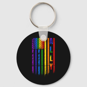 Llavero Aliado Lgbt Lgbtq Arcoíris Orgullo Bandera America