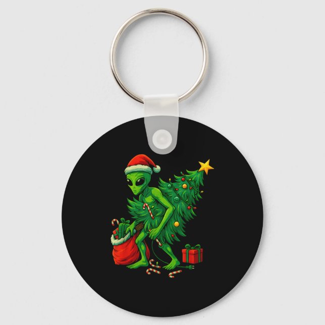 Llavero Alien Christmas Tree Lights Xmas Boys Men  (Anverso)