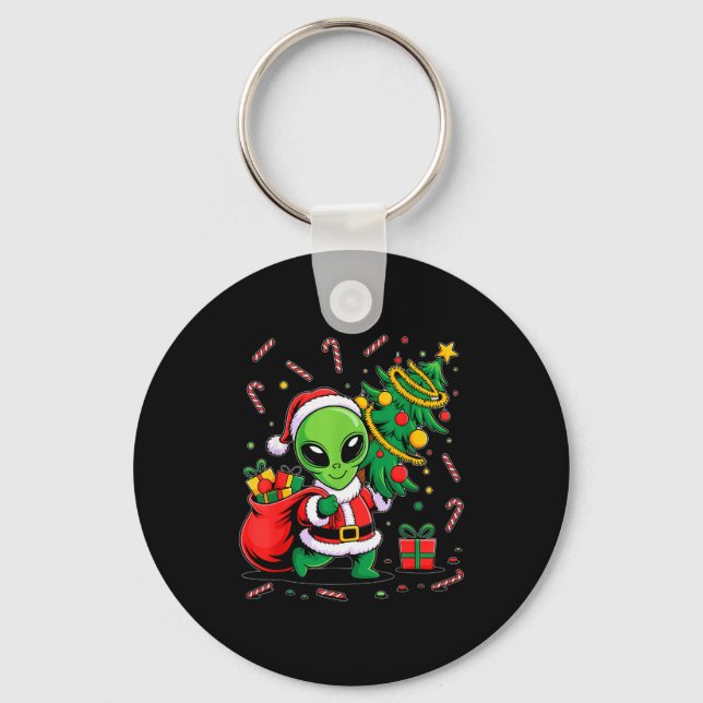 Llavero Alien Christmas Tree Lights Xmas Funny Alien  (Anverso)