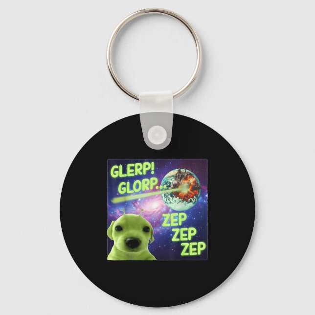 Llavero Alien Dog Meme Glerp Glorp Funny Space Laser Gift  (Anverso)